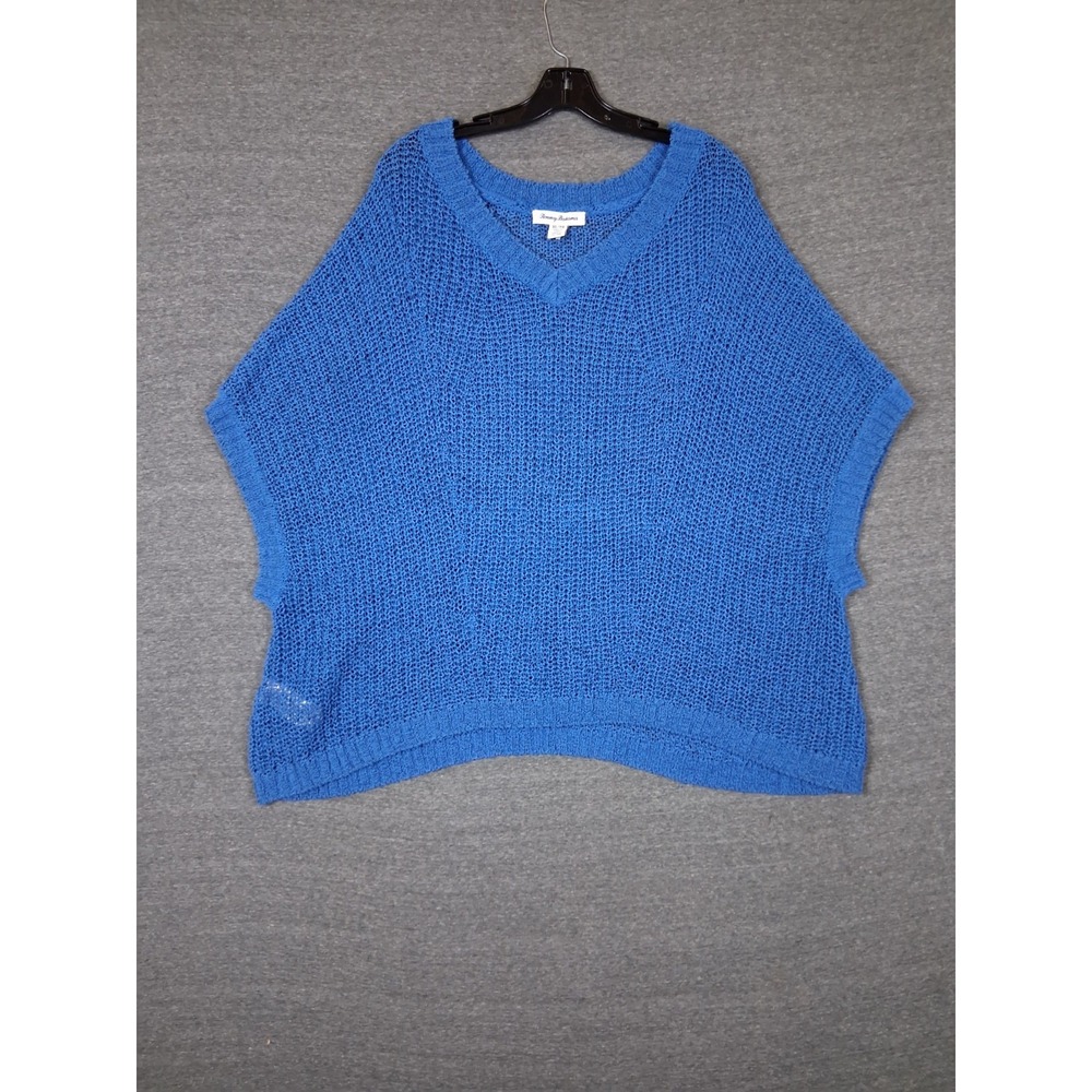 Tommy Bahama Womens Sweater XL Blue Tape Yarn Open Coastal Resort Casual Luxury